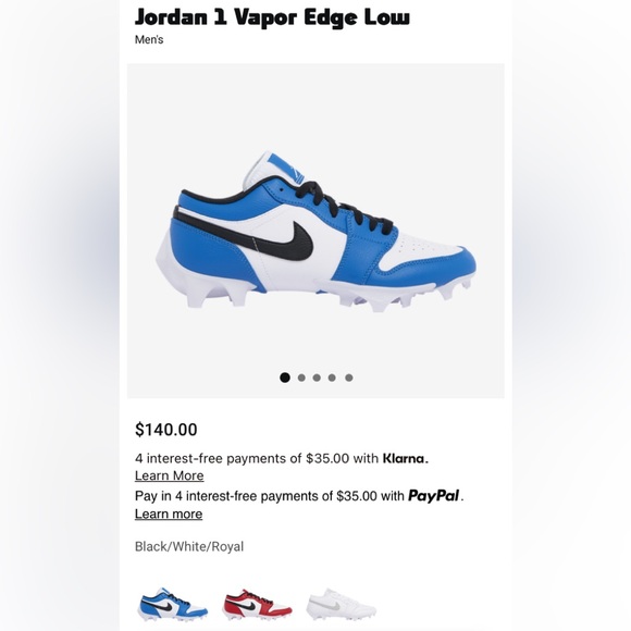 Jordan 1 Vapor Edge Low Cleats - Picture 2 of 6